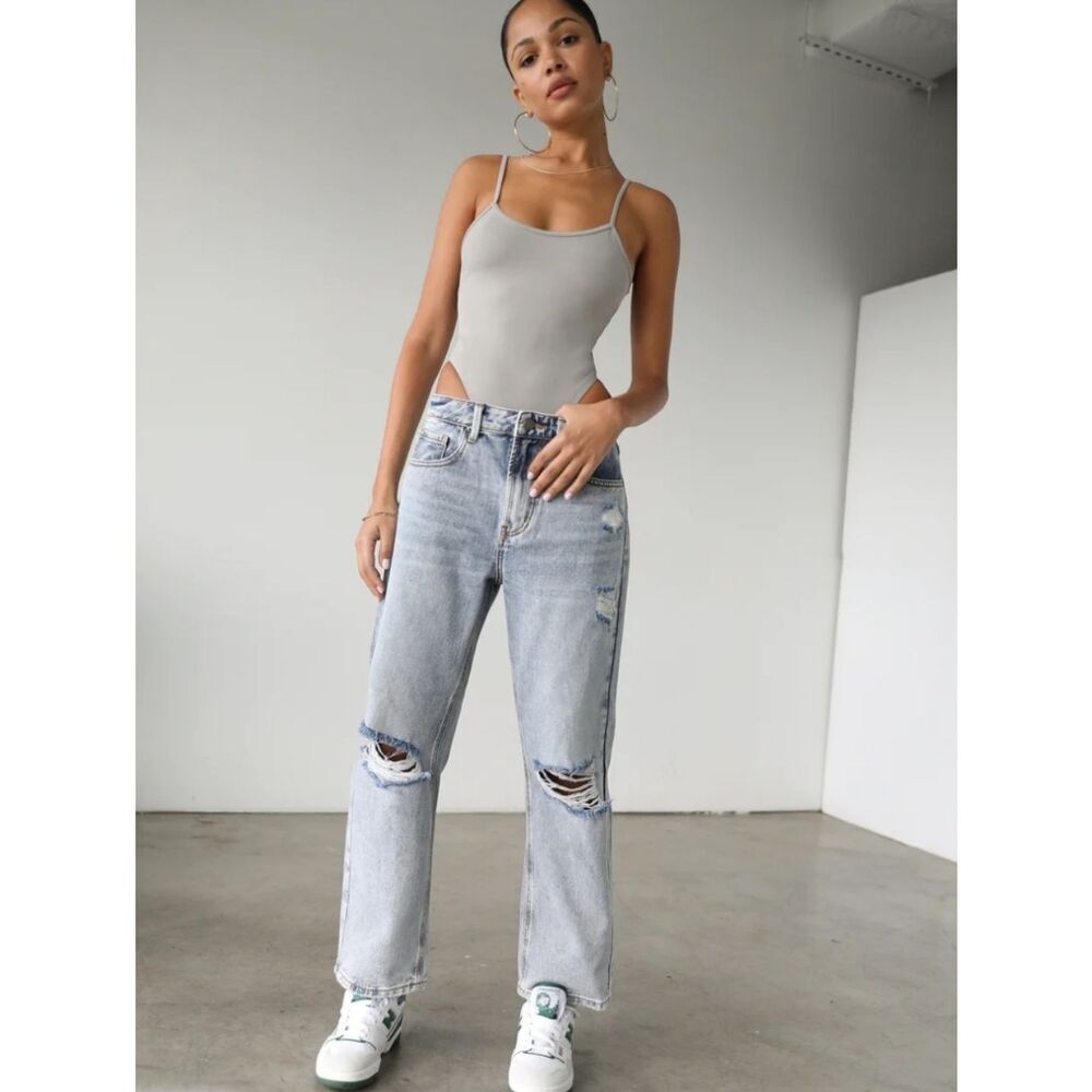 Dogma High Rise Straight Crop DG7145SL Distressed Jeans - 13/30